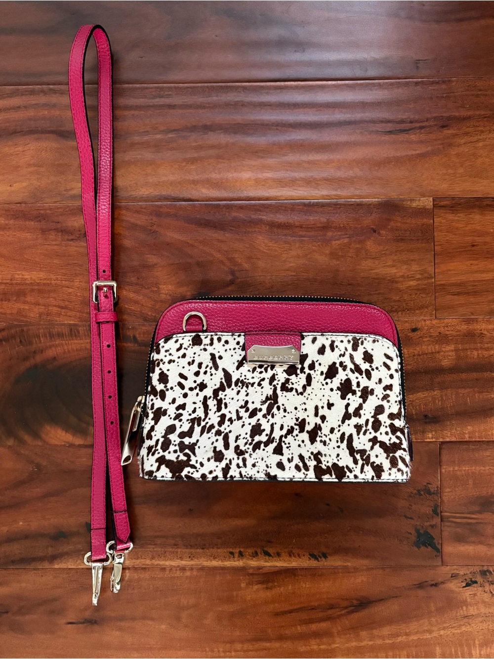 Burberry Fuchsia Grain Leather crossover purse
